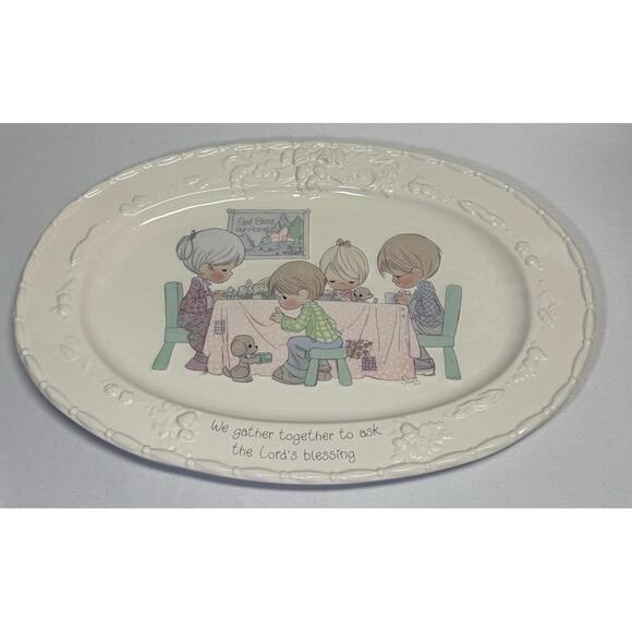 Precious Moments Other - Precious Moments "We Gather Together To Ask The Lords Blessing"‎ Serving Platter